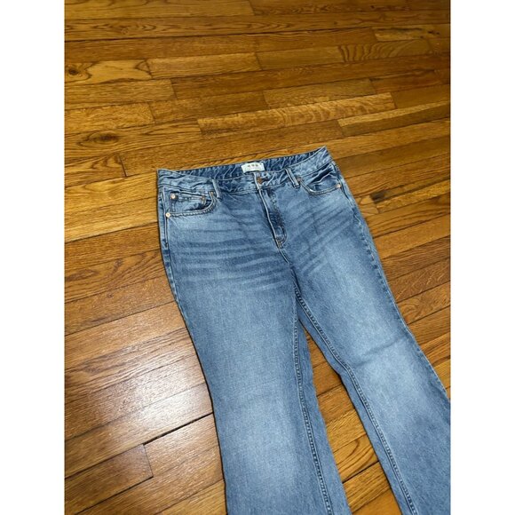 We the Free People Womens Wide Leg Flare Jeans Sz 31 34x31 Baggy Frayed Denim - Picture 2 of 8
